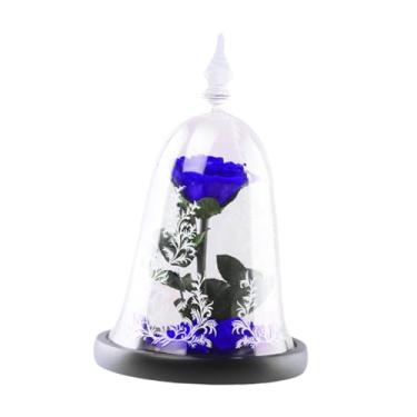 Imagem de Bothyi Presente de flor de rosa Presente romântico Presente de dia dos namorados Ornamento decorativo de mesa Rosa eterna para esposa Namorada Aniversário, Azul Escuro