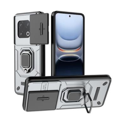 Imagem de Kukoufey Compatível com suporte Vivo iQOO 13 5G Shell, com capa de lente de câmera deslizante compatível com Vivo iQOO 13 5G V2408A capa cinza