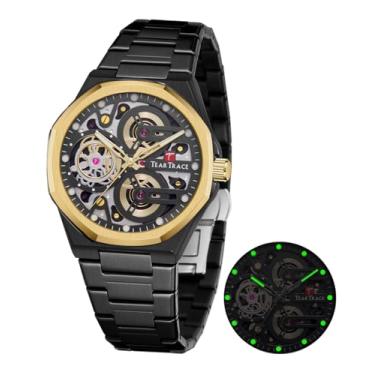 Imagem de TEARTRACE Relógios masculinos cronógrafo, analógico, à prova d'água, negócios, casual, grande, FaceTT6038-CBK-DBwatches, Dourado, esportivo