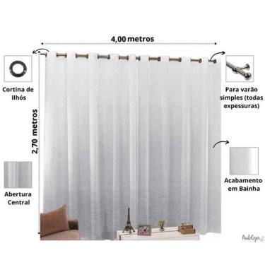 Imagem de Cortina cetim sala e quarto 6,00 x 2,70 - SAFIRA ENXOVAIS, Branco