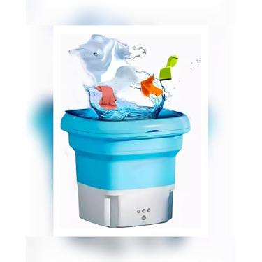 Imagem de Mini Máquina de Lavar Roupa Portátil e Dobrável, Pequena Cesta de Drenagem 3 modos de limpeza profunda lavagem semi-automática,dobrável com secagem, suave para meias Roupas Íntimas