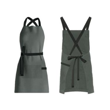 Imagem de Avental Cinza Alça Cruzada Preto Restaurante Cafeteria Bar - CASACHA