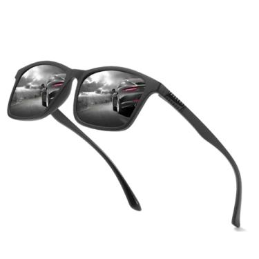 Imagem de Óculos de Sol Masculino Polarizado Preto Clássico Quadrado Vintage com Proteção UV400 - ORIGINAL