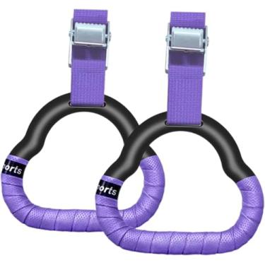 Imagem de Anéis de ginástica Kid Horizontal Bar Indoor Non-Slip Gym Brinquedos Anéis com Balanço Correias ajustáveis Pull-up Treino Fitness Equipamento portátil Exercício para escritório Casa -Roxo (2M,1)