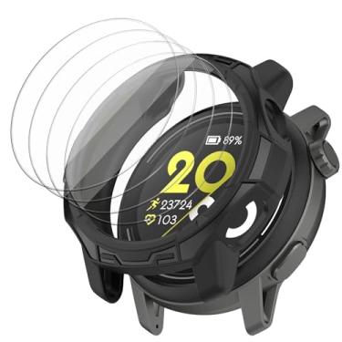 Imagem de Msvueioe [Pacote com 1+4] Capa com protetor de tela de vidro temperado compatível com COROS Pace 3, capas macias protetoras de cobertura total para COROS Pace 3