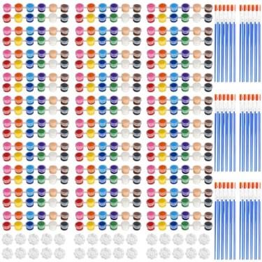 Imagem de Conjunto de 450 mini tintas acrílicas, conjunto de 12 cores, 30, kit de tiras de tintas acrílicas laváveis a granel com 60 pincéis de pintura e 30 paletas, kit de pintura infantil para sala de aula em
