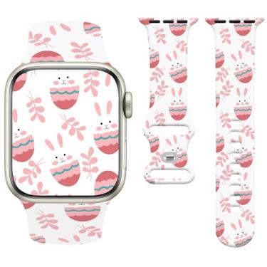 Imagem de Watbro Pulseira de relógio de férias compatível com Apple Watch de 38 mm, 40 mm, 41 mm, 42 mm, 44 mm, 45 mm e 49 mm, feminina e masculina, design de pulseira esportiva fofa de silicone macio para