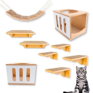 Imagem de Playground Gato 9 Peças - Frente Berço - Super Resistente Montado Premium (Branco)