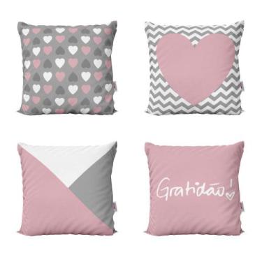 Imagem de Almofadas Decorativas Rosa Gratidão e Geometricas Para Sofá 40x40 - No