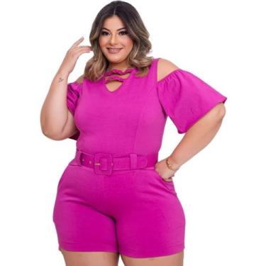 Imagem de Macaquinho Plus Size Ombros Vazados Detalhe Trança 0023 - Bellucy Moda
