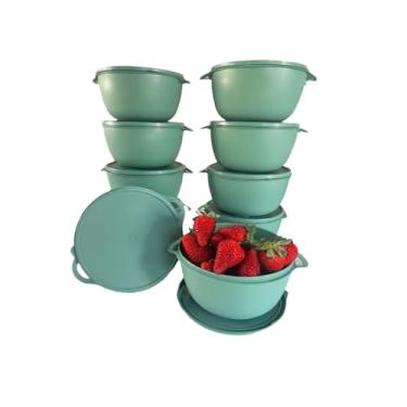 Imagem de Kit 10 Potes Plástico BOWL Marmita Vasilha Tapoer(VERDE 500ML)