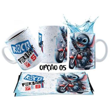 Imagem de Caneca 325ml Stitch Angel Rock Roll Motoclub Motoqueiro - LARANJA E MI
