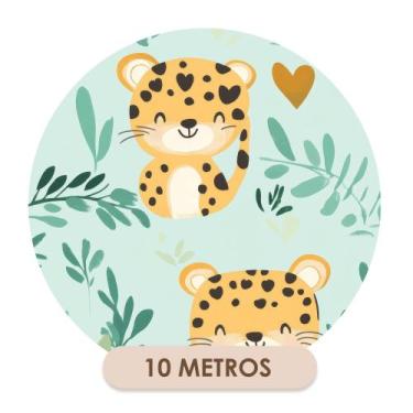 Imagem de Papel de Parede Adesivo Verde Florestal Filhote Onça Infantil  - DELIQ