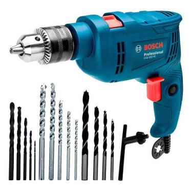 Imagem de Furadeira Impacto 1/2 Pol 550w Gsb550 Re Kit 14 Brocas Bosch, Azul, 22