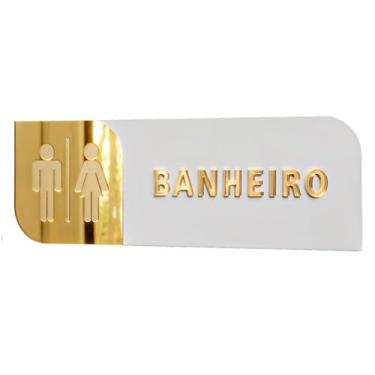 Imagem de Placa sinalização porta ACM e acrílico banheiro 30x10cm - Império da I