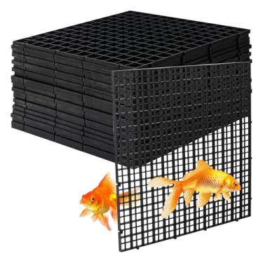 Imagem de IHDYPPEW 24 peças divisórias pretas de aquário para aquário, caixa de ovos de plástico de 21,8 x 29 cm, divisória inferior de tanque de peixes, bandeja inferior de filtro de aquário, divisória de