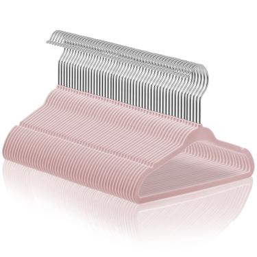 Imagem de Cabides para bebês Casafield Velvet 50 unidades - Tamanho 11 - Rosa claro