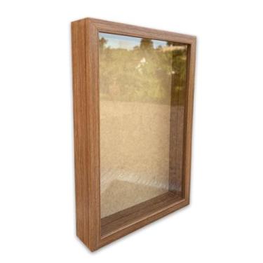 Imagem de Moldura Caixa Alta Com Vidro Expositora Folhas Secas Bordados Quadros Quilling Scrapbook - Revestida - 1,5X4,5 Cor:Freij