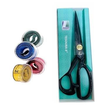Imagem de Tesoura Profissional de Alfaiate Tecelão Corte Costura 8 Polegadas 22 Cm + Fita Métrica Fabricada Em Titânio Premium E Aço Alemão, Esta Tesoura Oferece Precisão Incomparável
