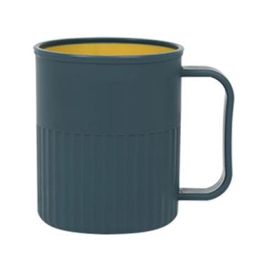 Imagem de Copo Azul Escuro do Suporte da Escova de Dentes Com Punho Plástico do Banheiro para Escovas de Dentes Enxaguando e Armazenamento Pequeno do Artigo