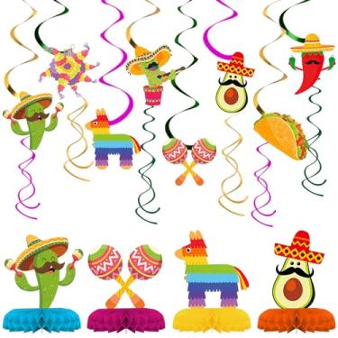 Imagem de Conjunto de decorações temáticas mexicanas Fiesta - Cinco De Mayo Festa Redemoinhos de centro de centro de centro de mesa - Fiesta Taco Bar espirais de festa - Artigos de decoração de festa de