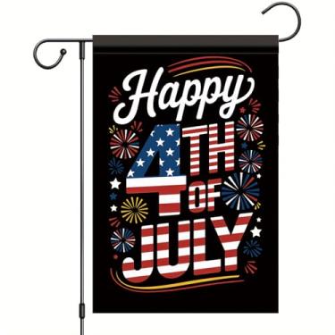 Imagem de Starlit Patio Feliz 4 de julho, bandeira de jardim, 30,5 x 45,7 cm, bandeira dupla face, dia da independência, decorações ao ar livre, verão, pequenas bandeiras patrióticas, para decoração de varanda