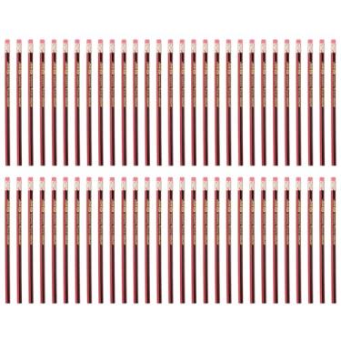 Imagem de M&G Lápis hexagonais de madeira, 60 peças, lápis redondos de grafite HB para sala de aula, material de escritório, vermelho, preto