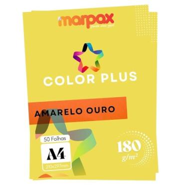 Imagem de Papel Color Plus 180g A4 210x297mm Amarelo Ouro Marpax 50un