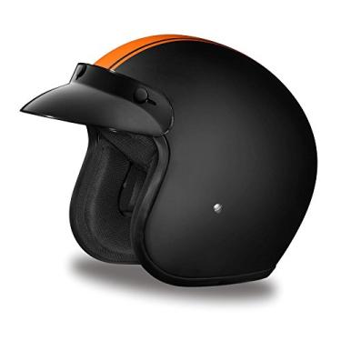 Imagem de Capacete de motocicleta Daytona Helmets Cruiser de rosto aberto - Faixa de pino laranja 100% aprovado pelo DOTDaytona Helmets "Leading The Way In Quality Headgear" Medium laranja DC6-O-M