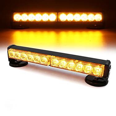 Imagem de FOXCID Barra de luz intermitente com 12 LEDs âmbar de 30,5 cm, barra de luz intermitente, bateria sem fio com base magnética e plugue recarregável para farol de teto de segurança, veículos de reboque, trator Snowplow
