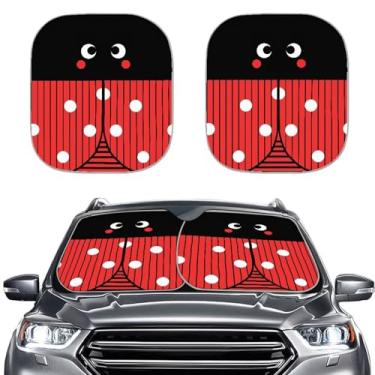 Imagem de Bulopur Ladybug Para-brisa de Carro Guarda-sol 2 Peças Dobrável Bonito Carro Viseira de Sol Raios UV Conjunto de Proteção Acessórios Interiores Automotivos