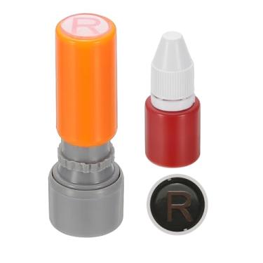 Imagem de PATIKIL Carimbos de letras, autotinta, alfabeto, letra R, professor, tinta vermelha para cadernos de aula, scrapbooking, artesanato faça você mesmo, laranja