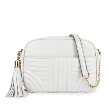 Imagem de Bolsa tiracolo EVVE acolchoada para mulheres, bolsa de câmera branca