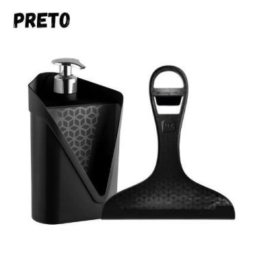 Imagem de Kit Dispenser de Detergente e Rodinho Rodo de Pia Cozinha Click Não Va