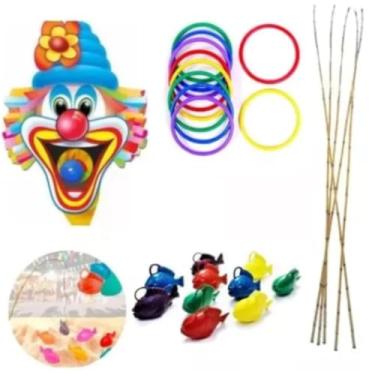 Imagem de Kit Festa Junina Completo – Brincadeiras Tradicionais com Argolas, Pescaria e Boca do Palhaço - CORES ALEATORIAS!!! (13, MODELO 1)