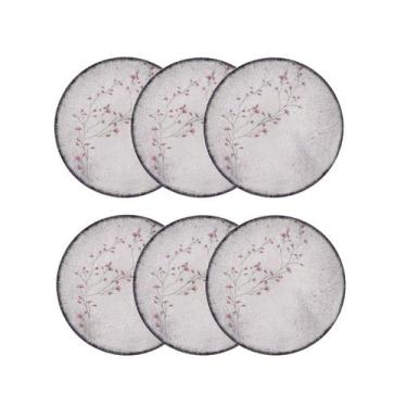 Imagem de Prato Raso de Porcelana Decorada Floralis 25cm 6un - Tramontina 96950/