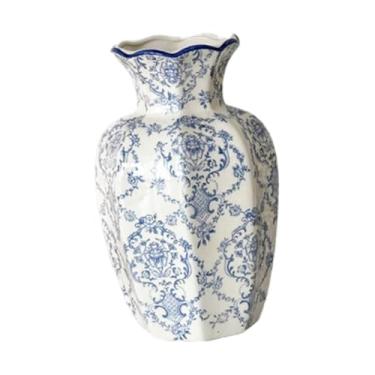 Imagem de Generic Vaso de cerâmica para flores, azul e branco, porcelana, decoração, exibição, vaso de plantas, arranjo floral para escritório, entrada, prateleira, Begônia 10cmx24cm