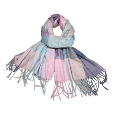 Imagem de Cachecol Lenço Echarpe Xadrez Quadriculado Feminina Inverno - D Presen