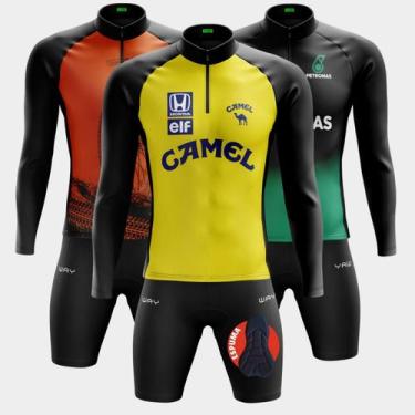 Imagem de Conjunto de Ciclismo Masculino Bermuda Forro Espuma Bolsos Laterais e 
