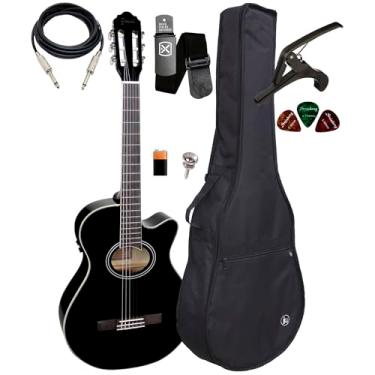 Imagem de Violão Giannini Gnf 1d Ceq Bk Nylon Elétrico Preto +kit Full