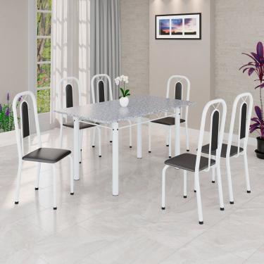 Imagem de Conjunto Sala de Jantar com 6 Cadeiras Lívia Preto / Branco