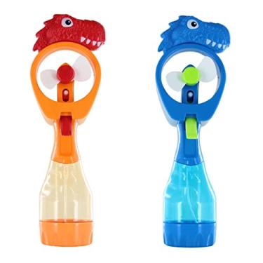Imagem de P&F Pacote de 2 frascos de spray de névoa de água de dinossauro, ventilador portátil portátil - operado por bateria (azul e laranja)