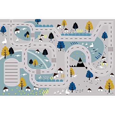 Imagem de Tapete de corredor, grande tapete de área de jogo com suporte de borracha, tapete infantil para carros de brinquedo e trem, tapete de pista de corrida infantil para bebês e crianças (tamanho 70 cm x 300 cm (2,3 pés x 10 pés)