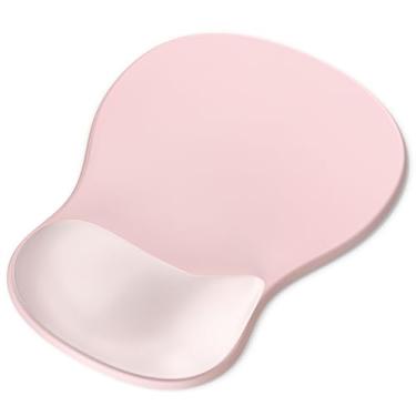Imagem de Mouse pad ergonômico com descanso de pulso, mouse pad de gel com suporte de pulso, alívio da dor, descanso de pulso rosa com base de poliuretano antiderrapante, mouse pad de computador para laptop