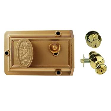 Imagem de NU-SET 2726-1 Economic Contractor Keyed Alike Lockset Series Night Lock e Entrada, Bronze e Latão