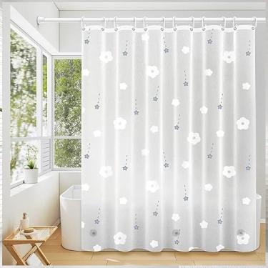 Imagem de TIKABC Forro de cortina de chuveiro, forro de chuveiro PEVA 4G, cortinas de chuveiro de plástico à prova d'água, 183 x 183 cm com furos de ilhós, 3 pesos magnéticos