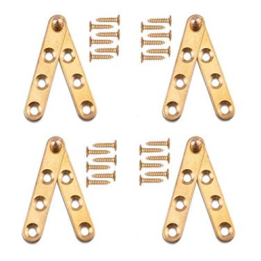 Imagem de BOOHAO Dobradiças giratórias de 360 graus para porta de armário antigo dobradiça de cobre oculta para janelas, cercas, galpões, portão de cozinha, armários, 4 peças (dobradiça reta)