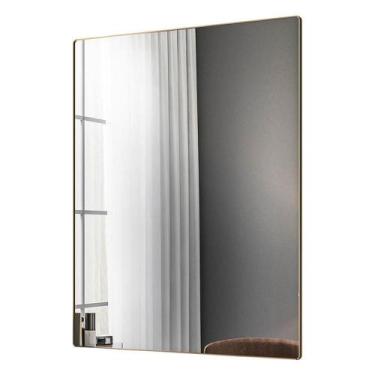 Imagem de Espelho Retangular Liss 90X60Cm Moldura Em Aço Dourado - ABMAZA