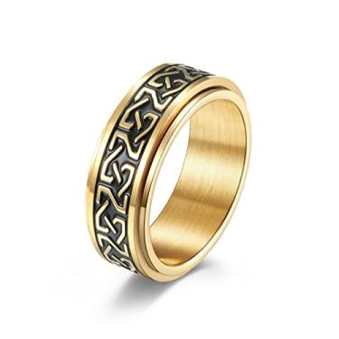 Imagem de TIMFROZ Anel giratório masculino fidget ansiedade prata/ouro/preto aço inoxidável vintage nó trançado anel giratório aliança de casamento para homens e mulheres, Aço inoxidável, Sem pedra preciosa