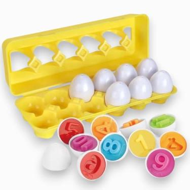 Imagem de Brinquedo Educativo Caixa de Ovos com 12 Peças Colorido para Encaixe (Números)